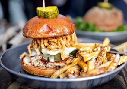 Hamburger and fries