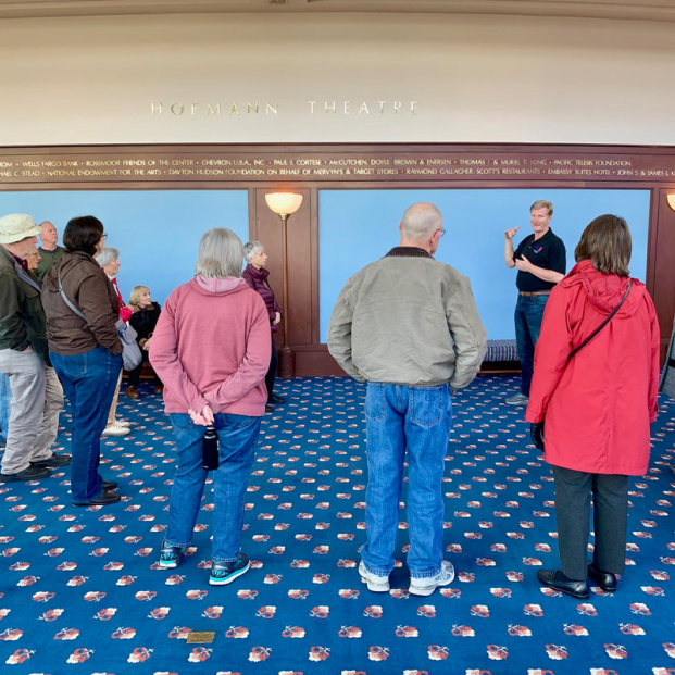 Backstage tour entering the Hofmann Theatre